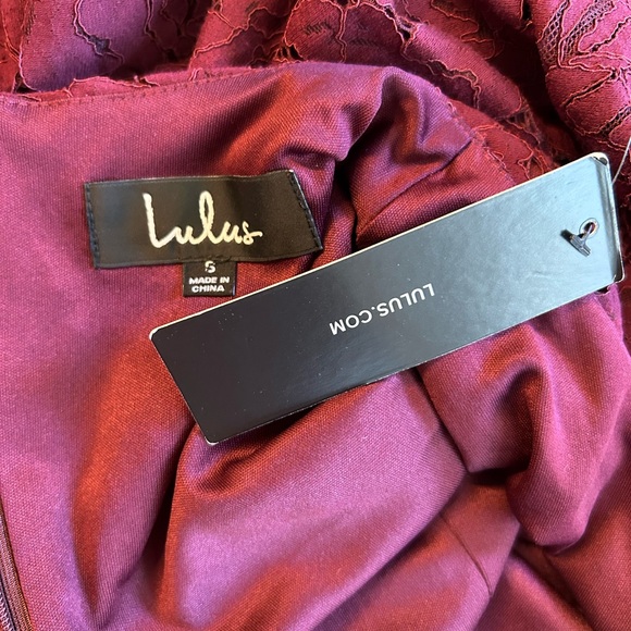 NWT Lulus Flair-est of Them All Plum Purple Lace Flounce Sleeve Dress SZ Small - Picture 7 of 10